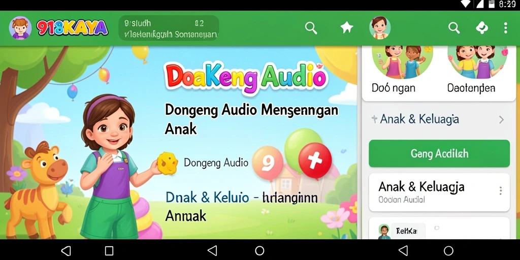 Antarmuka pengguna intuitif aplikasi dongeng audio 918KAYA.