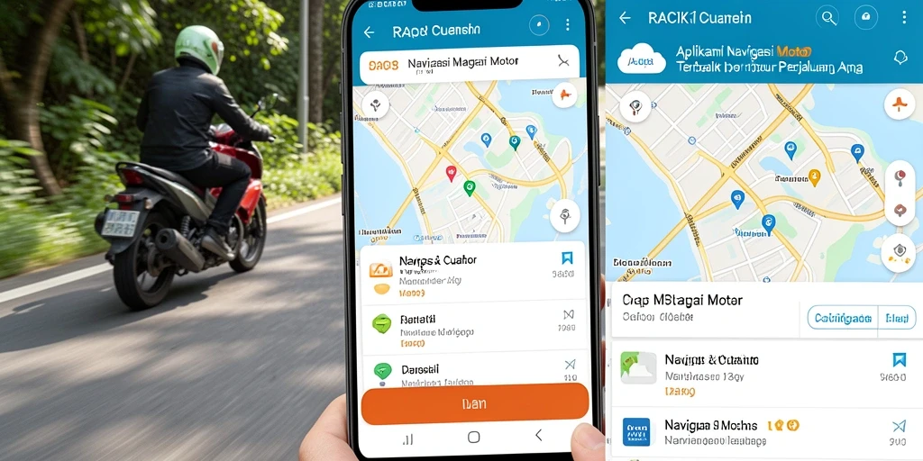Tampilan antarmuka aplikasi Navigasi Motor RACIK198 yang informatif.
