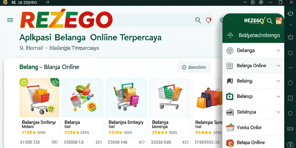Tampilan antarmuka REZEGO yang user-friendly untuk belanja online.